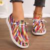 2024 neue Frauen Regenbogen Leinwand Schuhe Herbst Neue Casual Täglichen Damen Flache Schuhe Runde Kappe Multi Farbe Drucken Lace Up turnschuhe