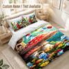 Smurfs Cute Bedding Set, 1 Duvet Cover & 2 Pillowcases Soft Comfortable Bedroom Home Textile Decor