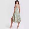 Summer European and American Temperament Waist Hugging Slimming Long Dress Sling Sexy Split Floral Dress Women Floral Dress