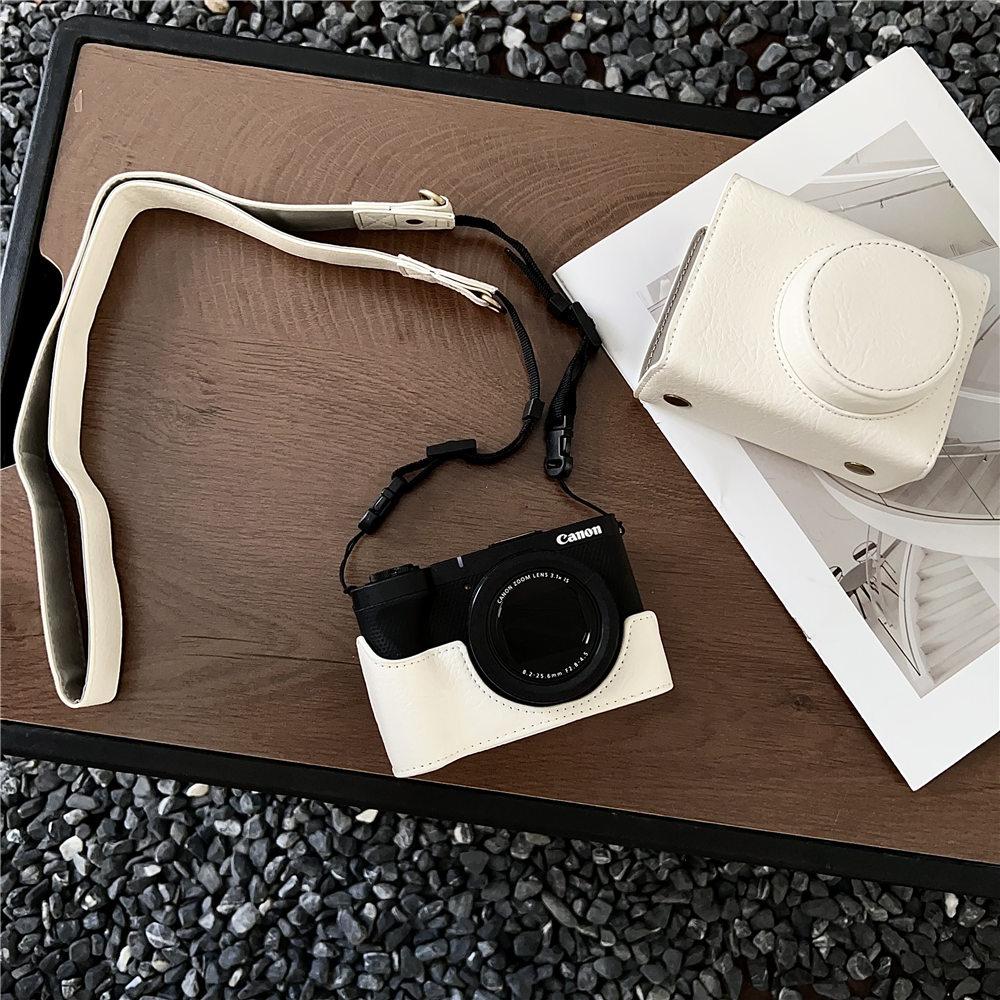 Luxury Version PU Leather Camera Case for Canon PowerShot V1 Camera Bag Battery Opening Cover With Strap