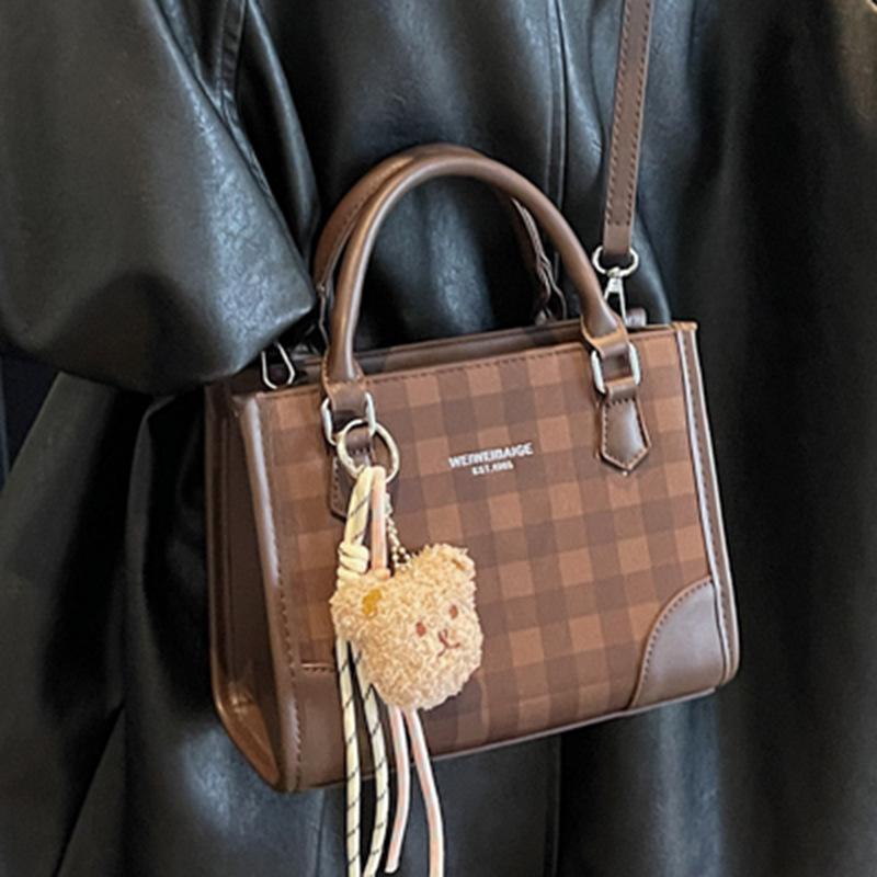 Korean foreign style handbag women's 2025 summer new fashion plaid small square bag high value shoulder messenger bag