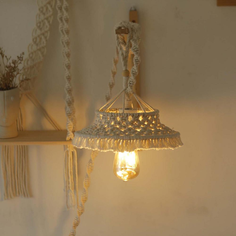 Bohemian Handmade Woven Macrame Lamp Shade Boho Hanging Pendant For Coffee Restaurant Home Wall Decorations Tapestry Lampshade