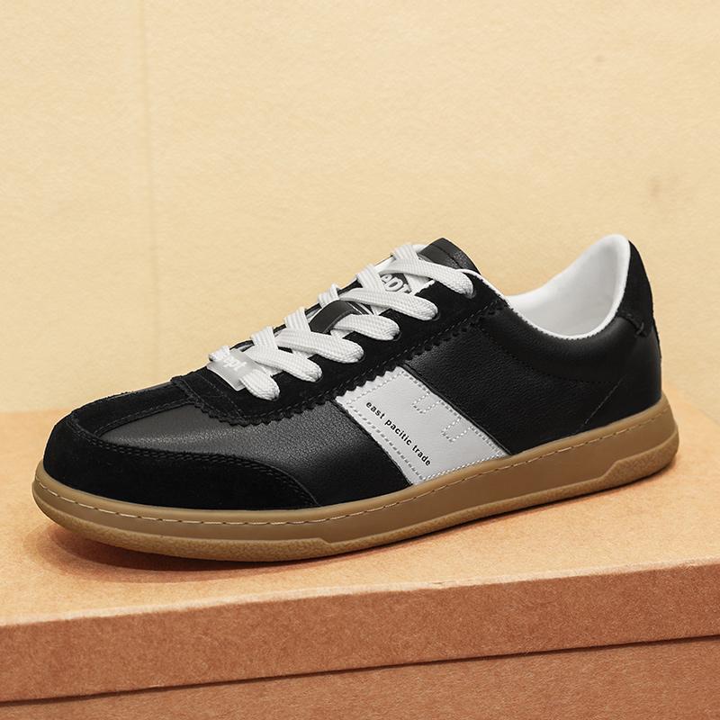 

Fashion four seasons high-quality European station first-layer cowhide trend men s board shoes versatile men s sports shoes 44 чёрный