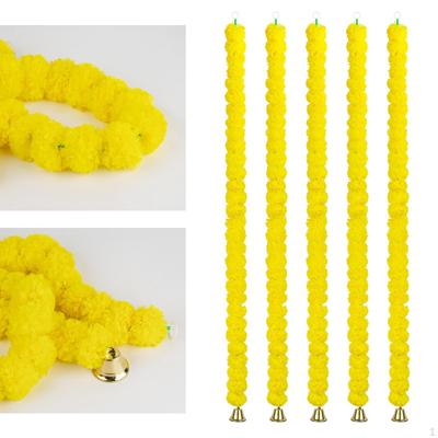5 Pieces Marigold Garland with Bell 115cm/45.28inch Wall Pendant Hanging Ornament for Shelf Garden