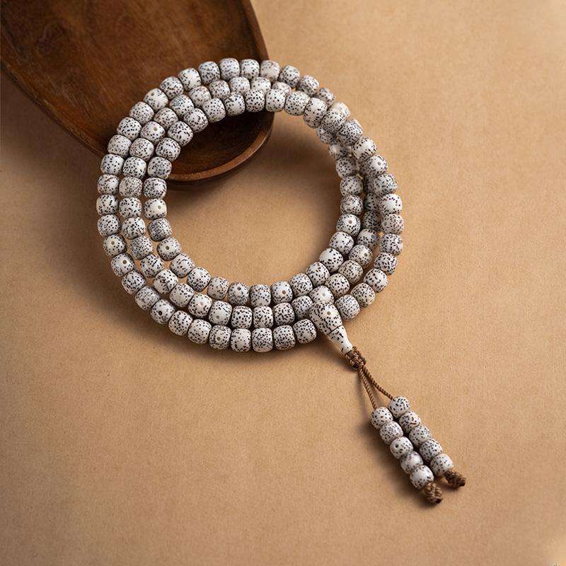 Natural Star Moon Bodhi Seed108Old-style Buddhist Prayer Beads, Long String of Beads with Blank Spaces, High-density Bracelet, Vintage Style