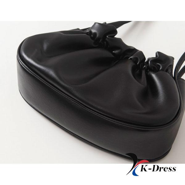 Shirring Long Handle Mini Shoulder Bag (2 Colors)