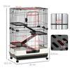 PawHut Cage for Small Animals Rolling 3 Removable Platforms 3 Ramps Removable Lower Tray Metal PP 81.2 X 52.7 X 114 Cm Black
