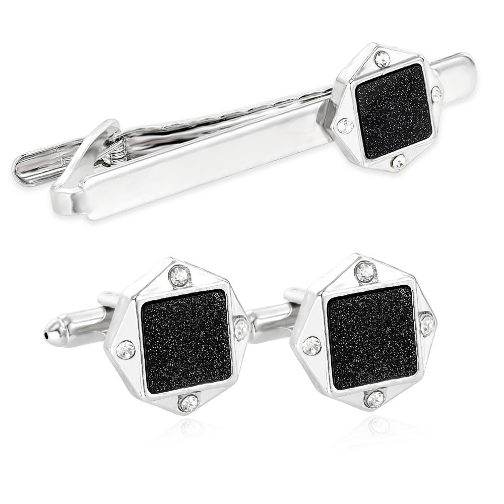 

Funny Galaxy Starry Sky Pattern Hexagon Shaped Mens Crystal Cufflinks&Tie Clip Set Formal Party Jewelry Accessories