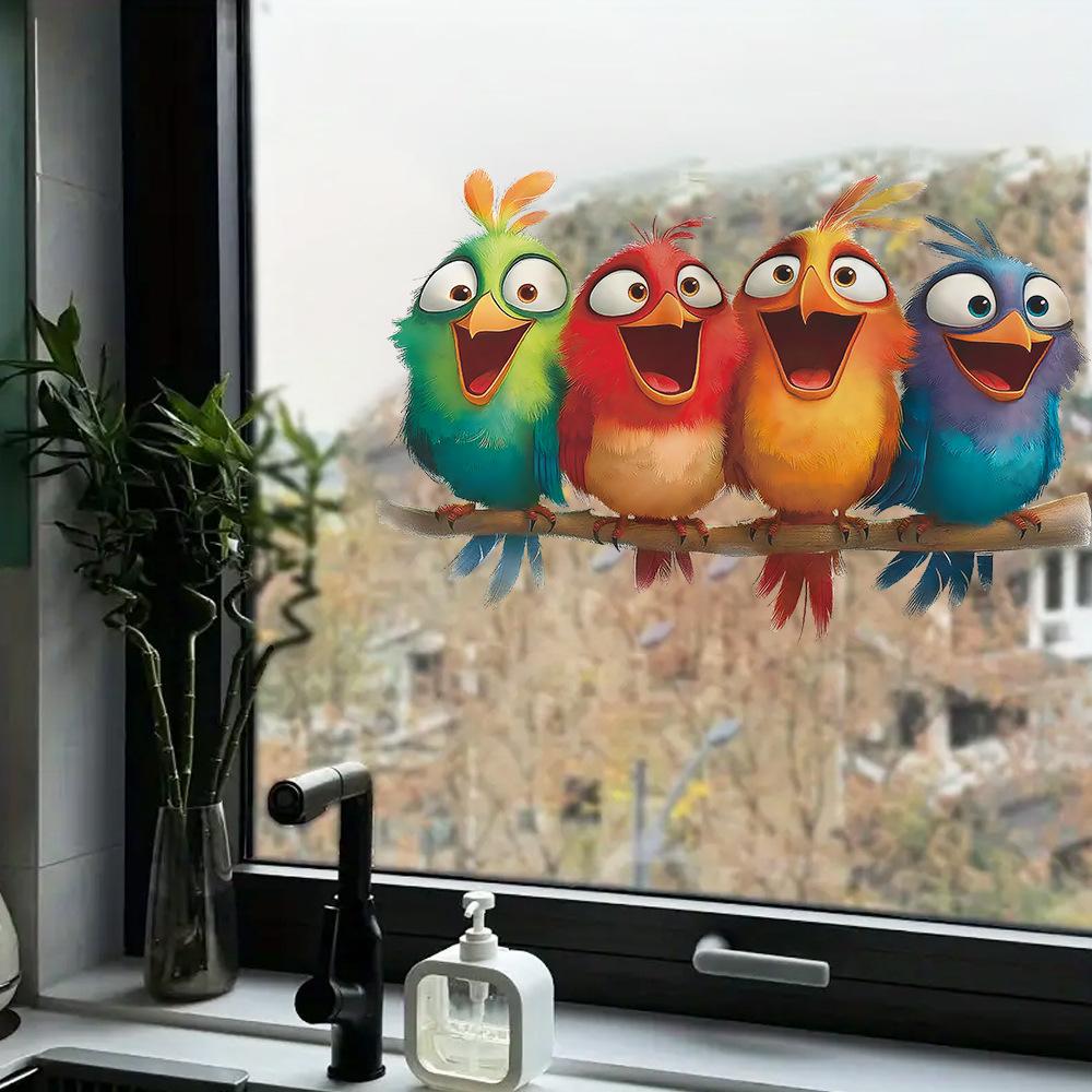 Bunte Vogelaufkleber zur Dekoration des Eingangsbereichs und des Badezimmers auf kreativen Ästen