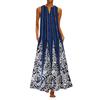 Women Plus Size Print Daily Casual Sleeveless Vintage Bohemian V Neck Maxi Dress