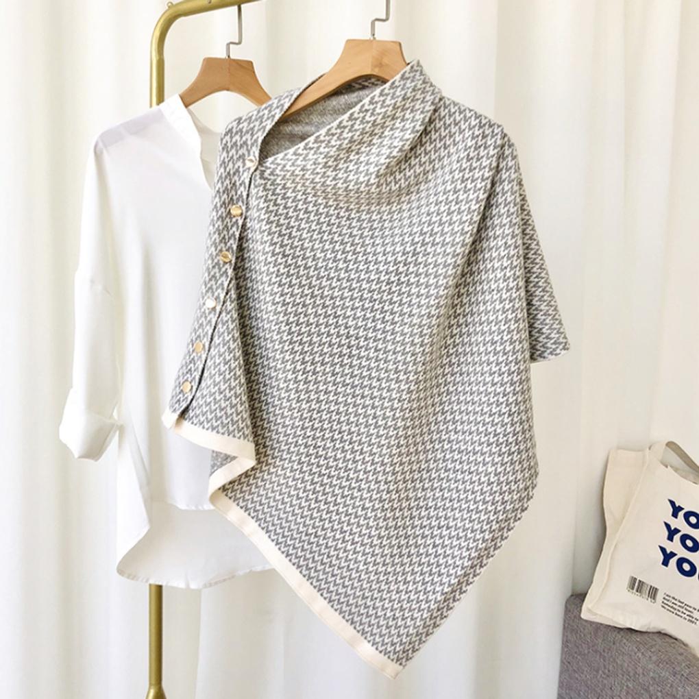 Winter classic knit button cape shawl women s muffler