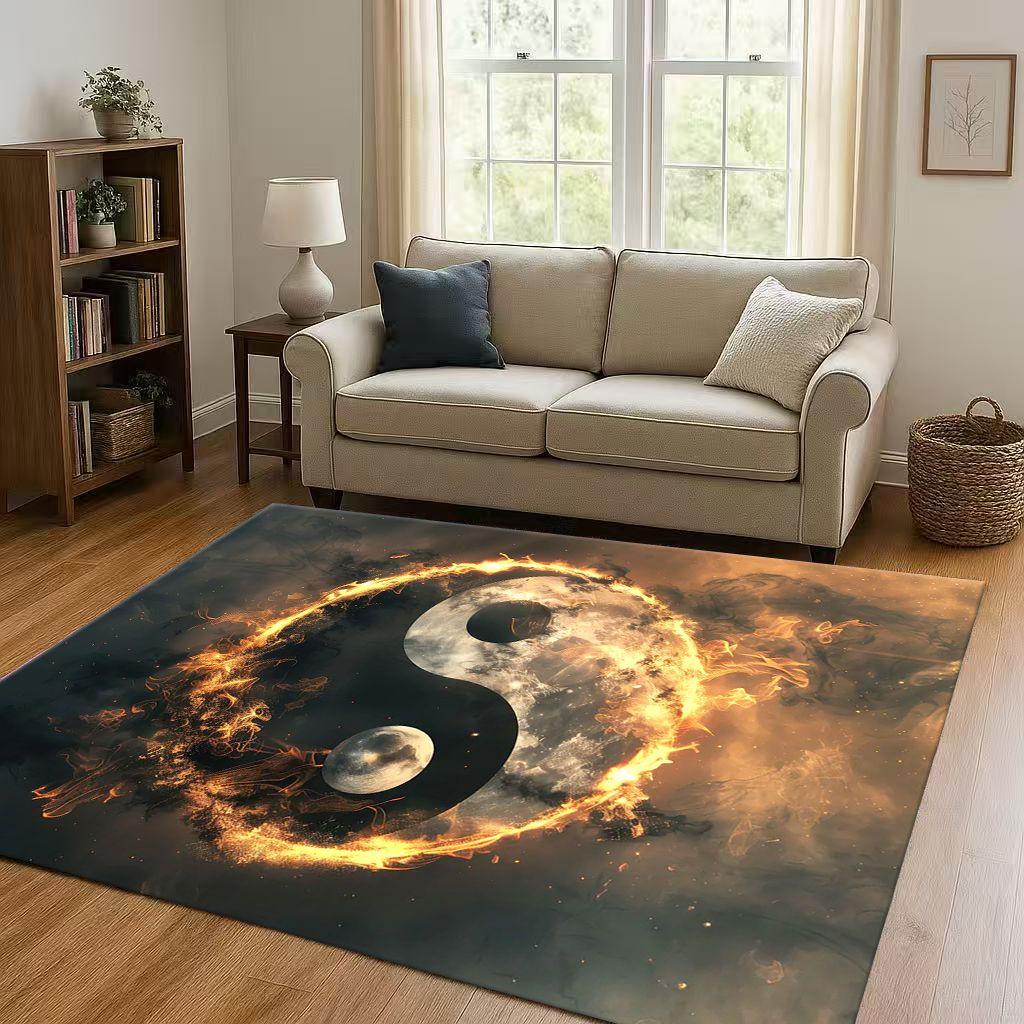 New Yin Yang Chinese Tai Chi Natural Balance Art Living Room Non-Slip Area Rug Soft Carpet for Bedroom Sofa,Home Decor Doormat