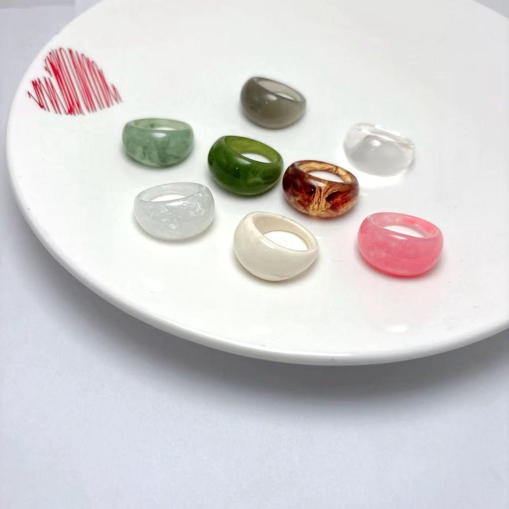 Glossy Transparent Resin Rings Set For Women Mix Color Simple Personality Jewelry Party Gifts