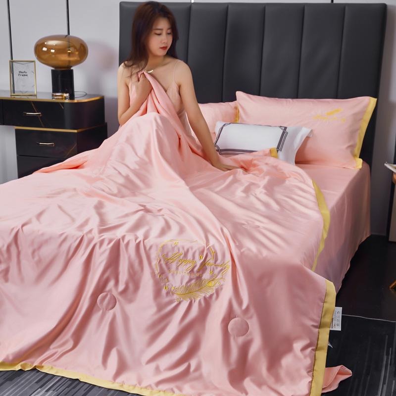 Four-Piece Washable Silk and Tencel Cooling Summer Quilt Set