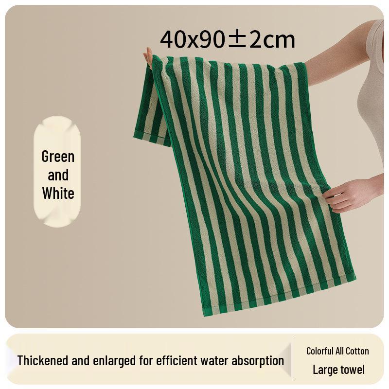 Soft Quick-Dry Oversized Striped Combed Cotton Bath Towel