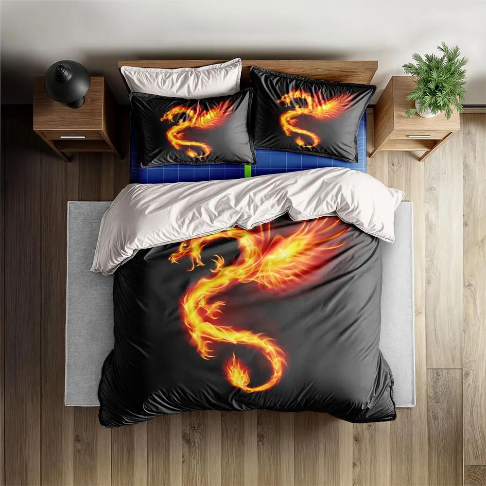 

Angry Phenix Dragon Duvet Cover Set King Queen Double Full Twin Single Size Bed Linen Set (135x200cm)