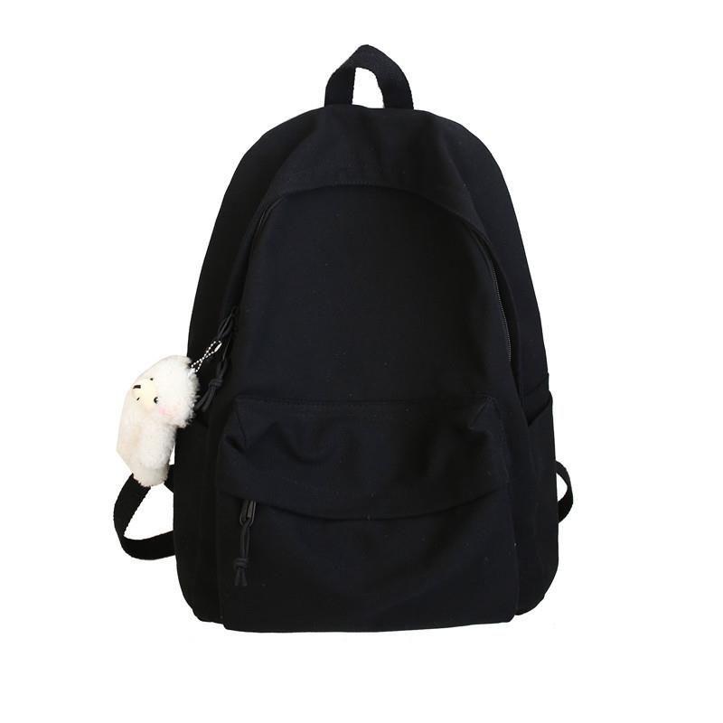 JK New Fashion Backpack Ins Canvas Backpack Women's Bag Korean Campus Solid Flip High Street Girl's Schoolbag