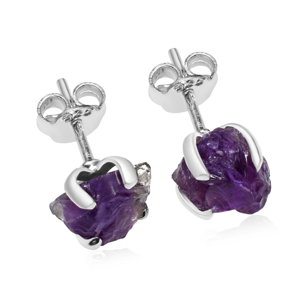Purple Color Amethyst Rough Gemstone Stud Earrings, 925 Sterling Silver, Stud Earrings, Handmade Stud Earring Jewelry, Gift for Easter