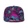 1 Casquette de Baseball Crâne Halloween- Design Graffiti Rose Néon et Bleu- Style Évasé, Tendance, Réglable- Convient aux Deux