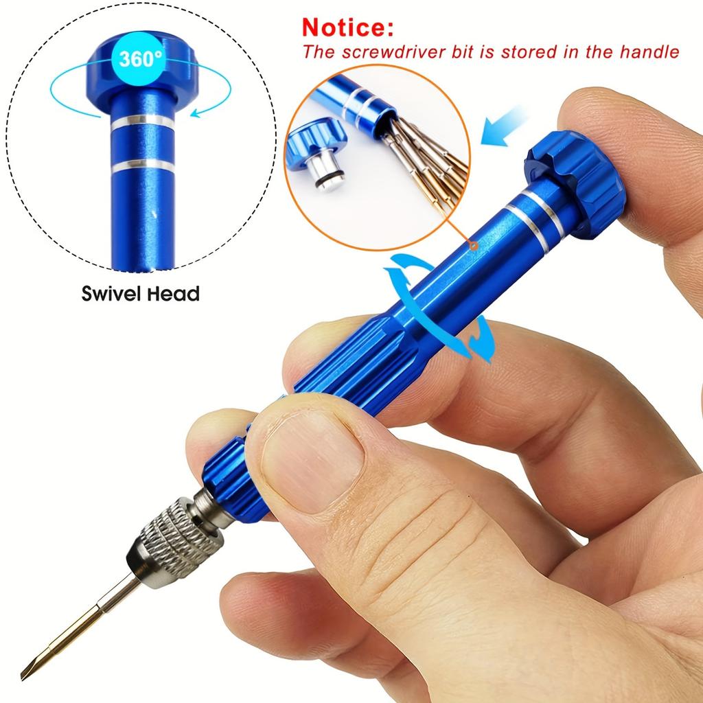 Precision Screwdriver Set with 5 BitsAluminum Handle,Summer Phone Laptop Repair Tool for DIY,Electronics Maintenance Home Fixing