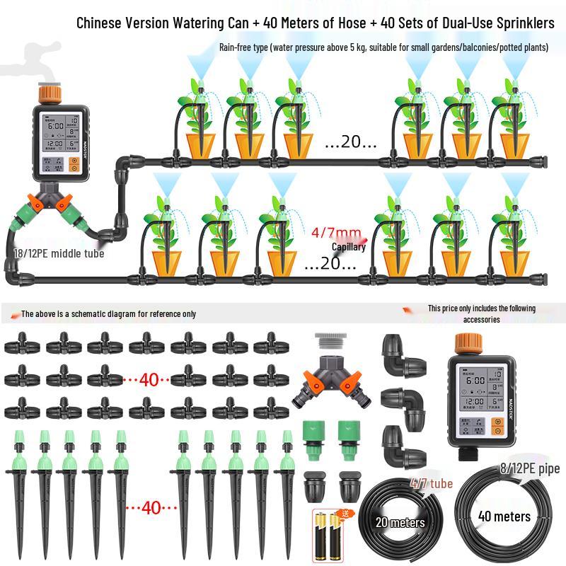 Smart Garden Sprinkler: Timed Irrigation System with Large Screen Controller for Automatic Flower Watering
