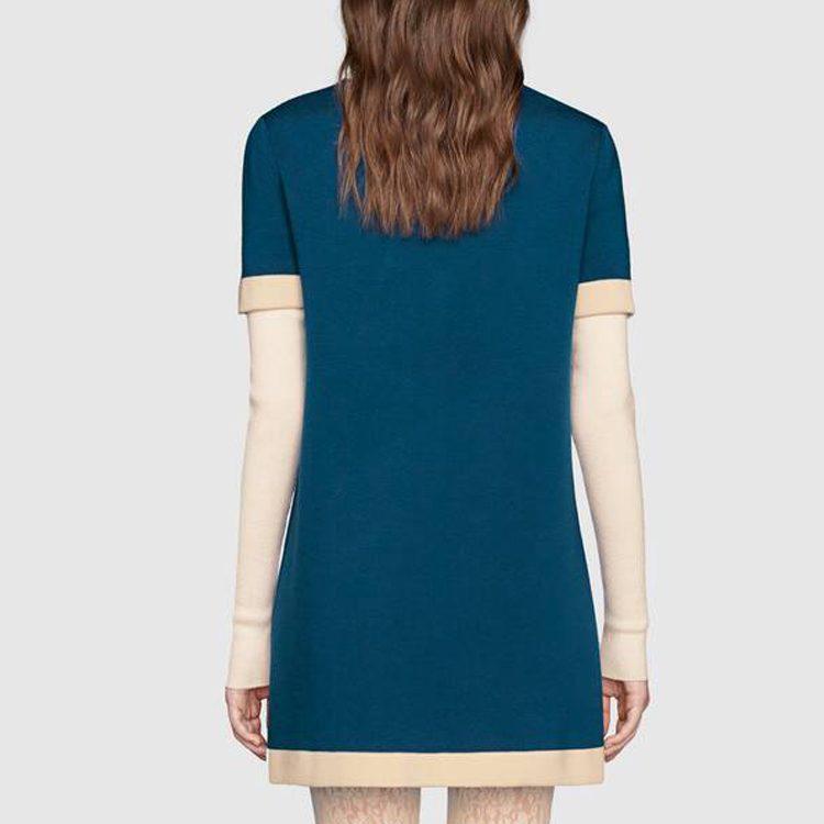 Gucci Short Sleeved Dress Women's Blue 606015-XKA4A-4492