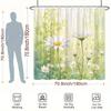 1pc White Daisies Shower Curtain Greenery Sunlit Garden Tranquil Design Included 12 Hooks 70.8x70.8inches