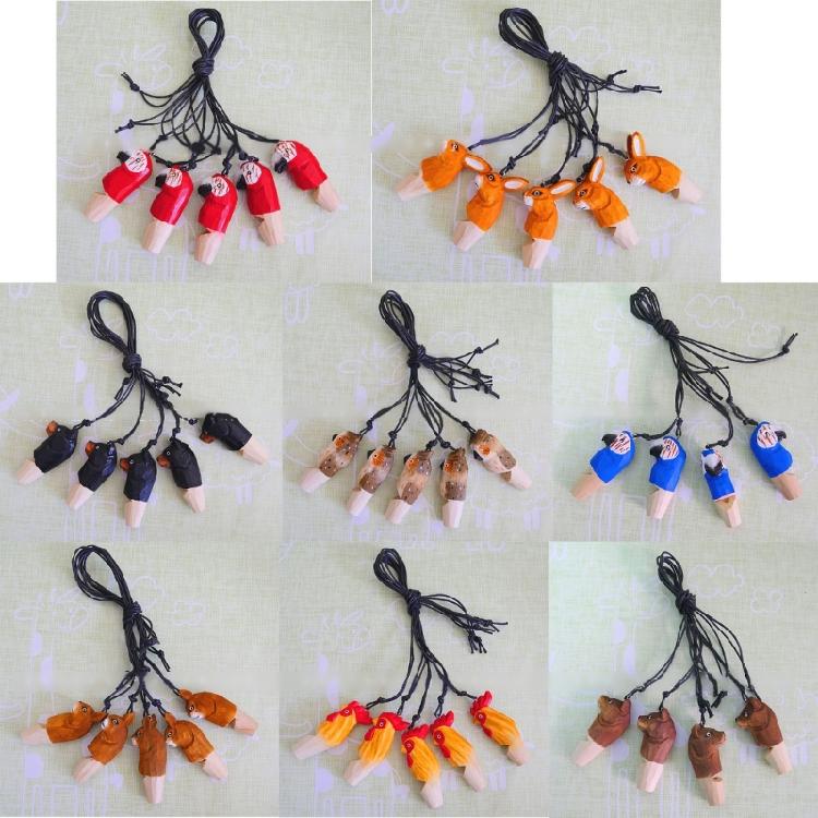 Outdoor Family Entertainment Wood Carved Whistle Necklace for Children Choker