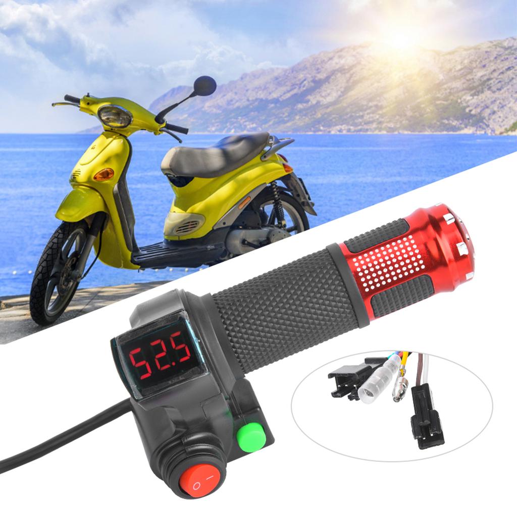 1 Pair Universal LED Voltage Display Twist Throttle for 12?99V Electric Bike Scooter