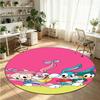 Rabbit Printed Round Crystal Velvet Rug Soft Non Slip Floor Carpet For Bedroom Holiday Gift