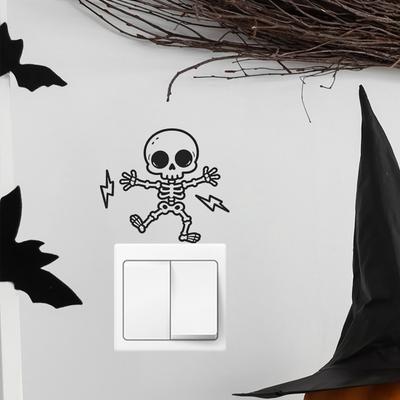 Jijijing Halloween Skelett Lichtschalter Aufkleber, Decal, Abnehmbare Aufkleber, PVC Wasserdichte Wandkunst für Haus Schlafzimmer Wohnzimmer Eingang Dekor