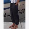 Cotton and Linen Solid Color Rolled Hem Casual Pants with Customizable Patterns