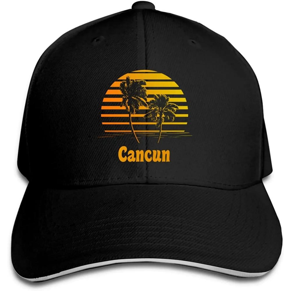 Cancun Mexico Sunset Palm Beach Unisex Baseball Cap Adjustable Hat Sandwich Cap Hip Hop Hats Trucker Dad Hats