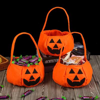 Halloween Pumpkin Candy Bags Decoration Props Portable Trick Or Treat Holder Handbag Basket Party Favor Holders For Children