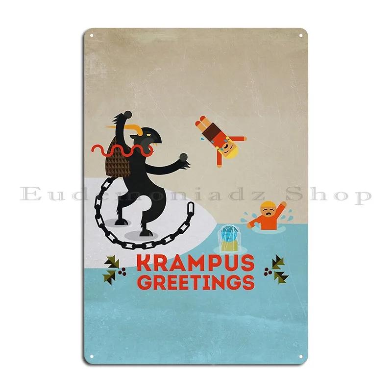 The Krampus Beware The Ill Behaved Print Krampus Greetings Metal Plaque Printing Decoration Garage Wall Mural Tin Sign Poster