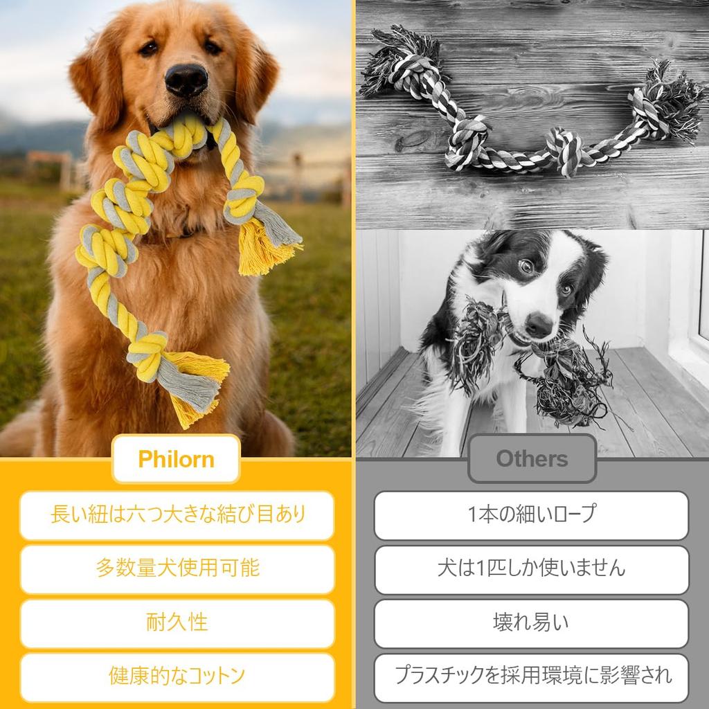 ETACCU Dog Rope Dog Set of Medium and Large Dog Dog Chewing Pet Stress Toothbrushing String String Dog Lack of Exercise Toy, Toy, Rope, 2, Dogs, 55cm,