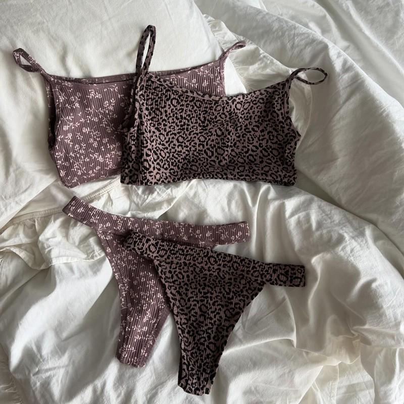 2025 Summer European & American Style Knitted Jacquard Camisole & Thong Set for Women