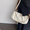 Bolso de Hombro para Mujer con Correa Trenzada Bajo el Brazo Estilo Coreano para Dama Bolso de Mano Blanco Plisado Nube Cadena de Corazón Femenina Bolso Versátil Diario