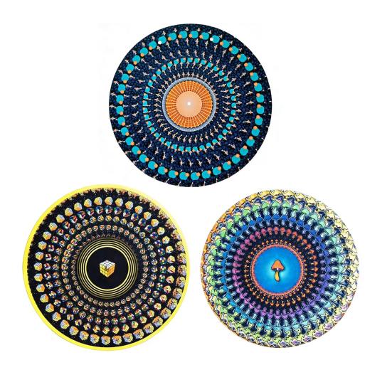 2/3 Peças Slipmat Animado Zoetrope 12 polegadas Ilusão Óptica Tapete de Toca-discos Slipmat de Vinil Animado com Efeito de Movimento Zoetrope Disco Visual Cinético