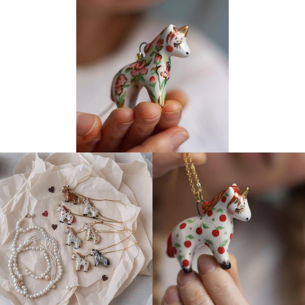 Unicorn Heart Pendant Necklace Copper Dipped Oil Finish For Women Gift