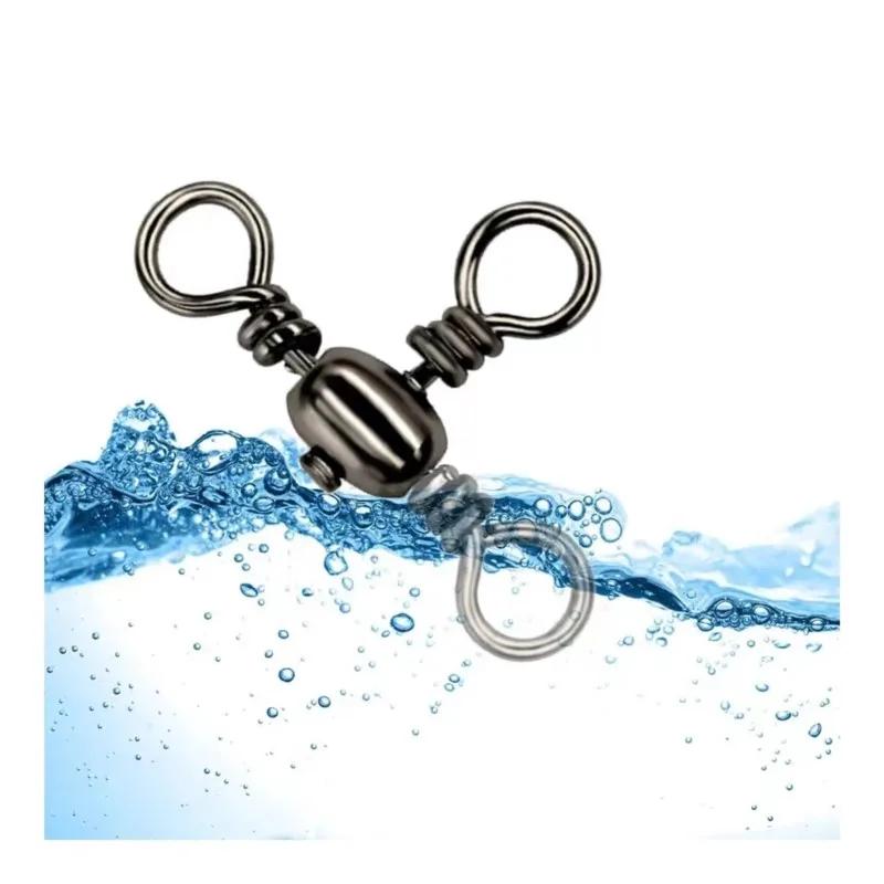 50PCS/Bag Black Nickel Plating Three-Prong Connector T-Swivel Sub-Line Splitter Outdoor Fishing Bazi Ring Fishing Accessories