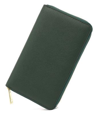Bankbook Genuine YKK Large Valuables Household Management [honey&blue] Case, Anti-magnetic, Leather, Zipper, Capacity, Case, (moss Green)