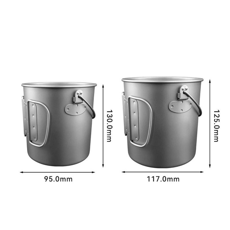 750/900/1000/1250ml Pure Titanium Mugs With Folding Handle,Single-layer Thickened,Antibacterial,Large-capacity Travel WATER CUP