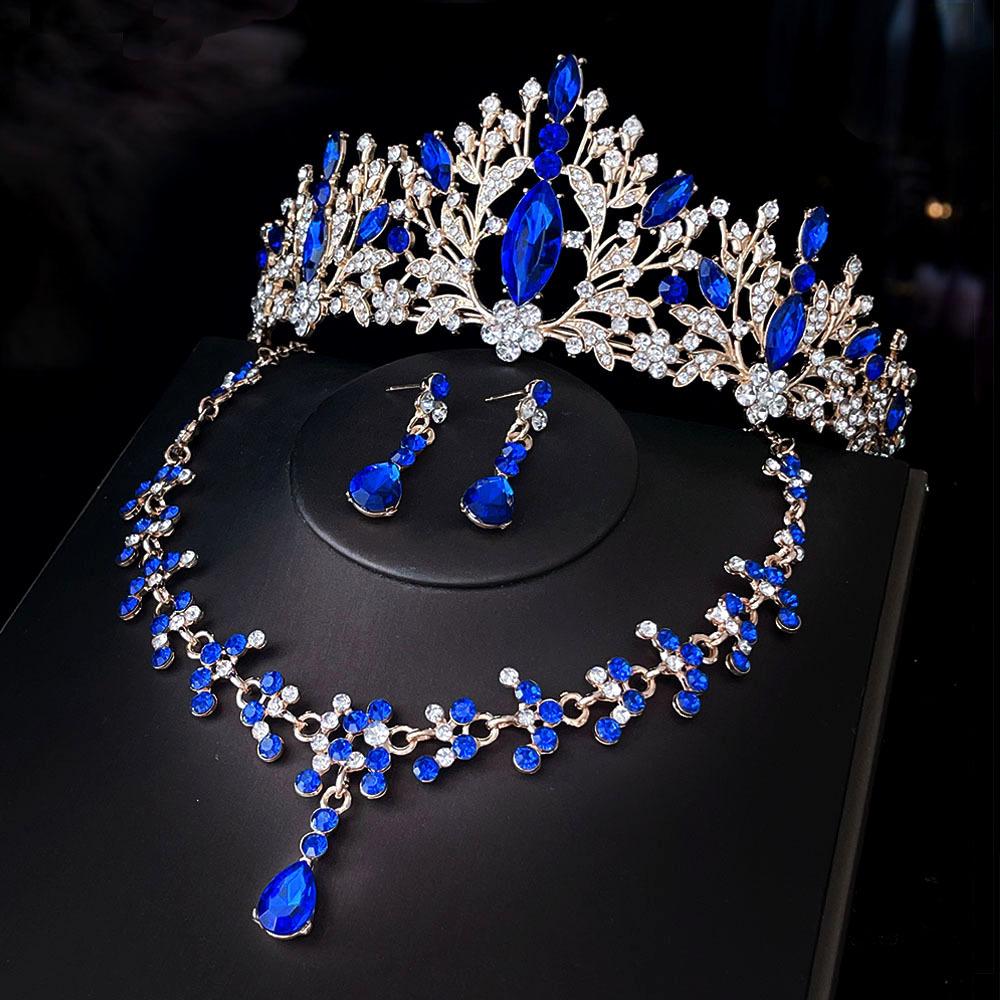 New Bridal Tiara Necklace Three Piece Set Crown Wedding Accessories Bridal Set