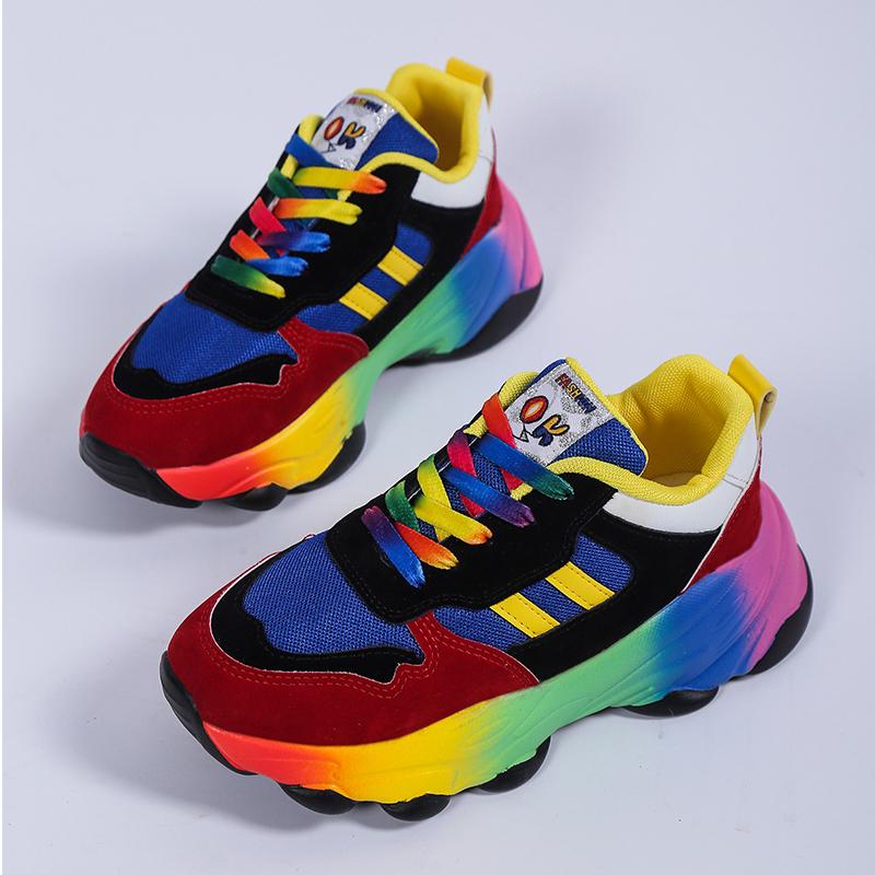 Plus Size Daddy Shoes Colorful Couple Lace-Up Versatile Student Flat Casual Sneakers