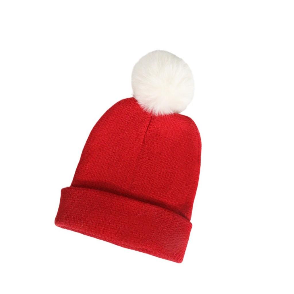 Plush Solid Color Ball Knitted Cap Breathable For Fall Season Gift Fashion