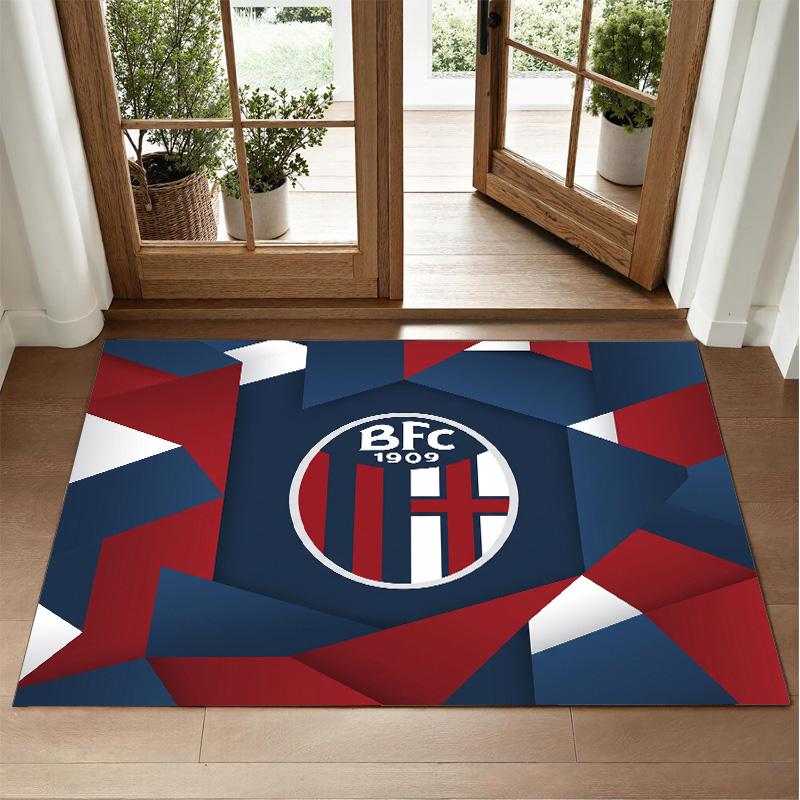 Bologna FC Design Crystal Velvet Rug Soft Decorative Mat for Bedroom Entrance