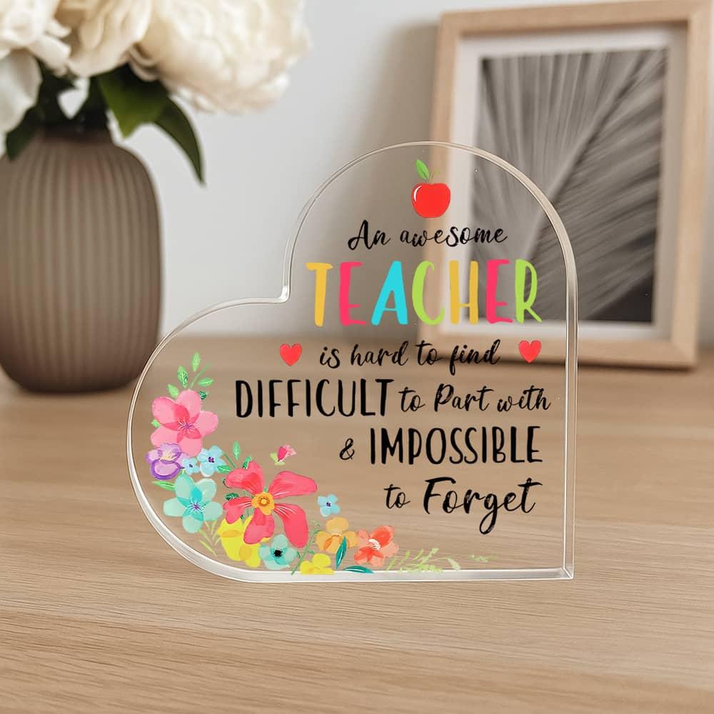 "An Awesome Teacher" Desk Sign. A charming, hard-to-forget gift for Teacher's Day or thank yous.