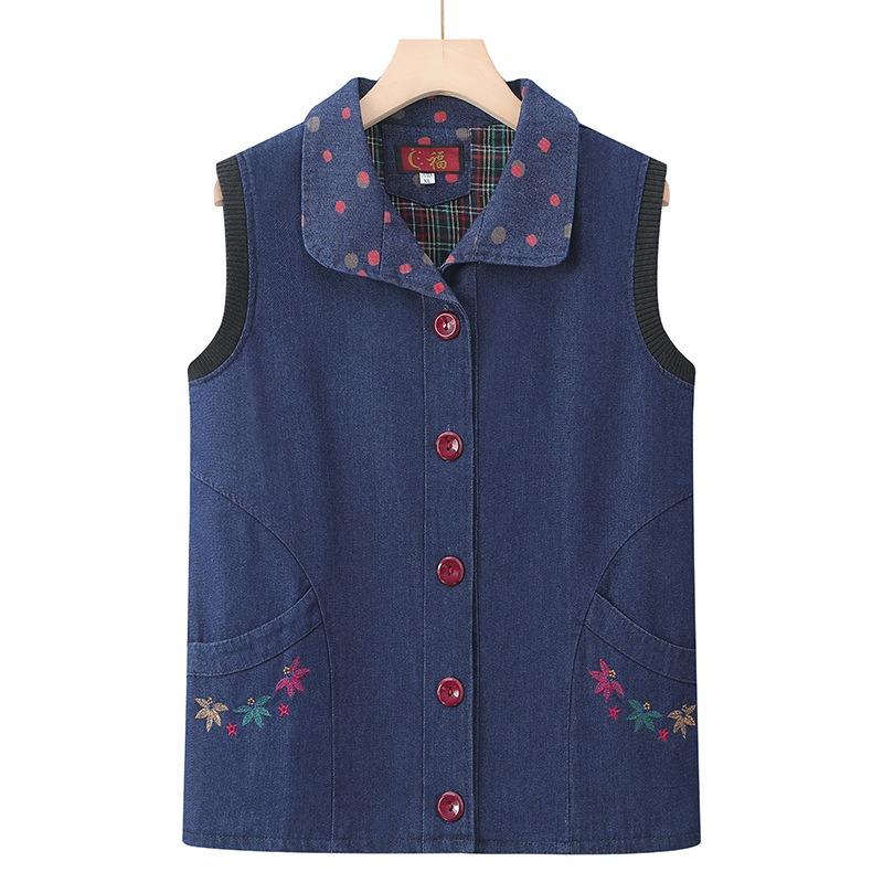 

Женский джинсовый жилет жилет годовалый 0 жилет пожилой женщины куртка 5XL (145-77.5kg recommended)