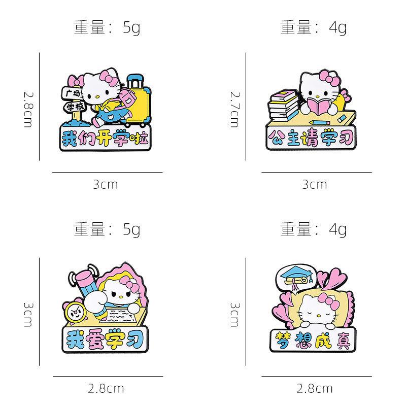 Sanrio Hello Kitty Cartoon Anime Perimeter Good Luck Pass All Exams Alloy Brooch Enamel Badge Decorative Pin for Backpack Clothing